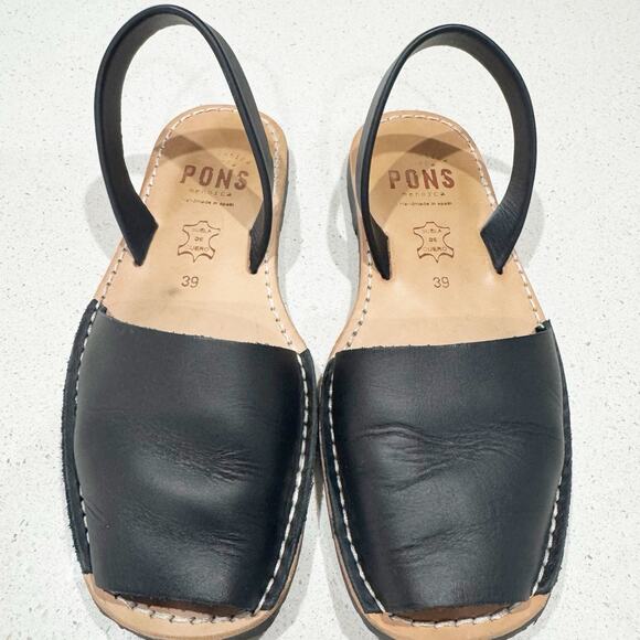 Pons Avarcas Classic Style black leather sandals Size 39/8.5 - Picture 4 of 7